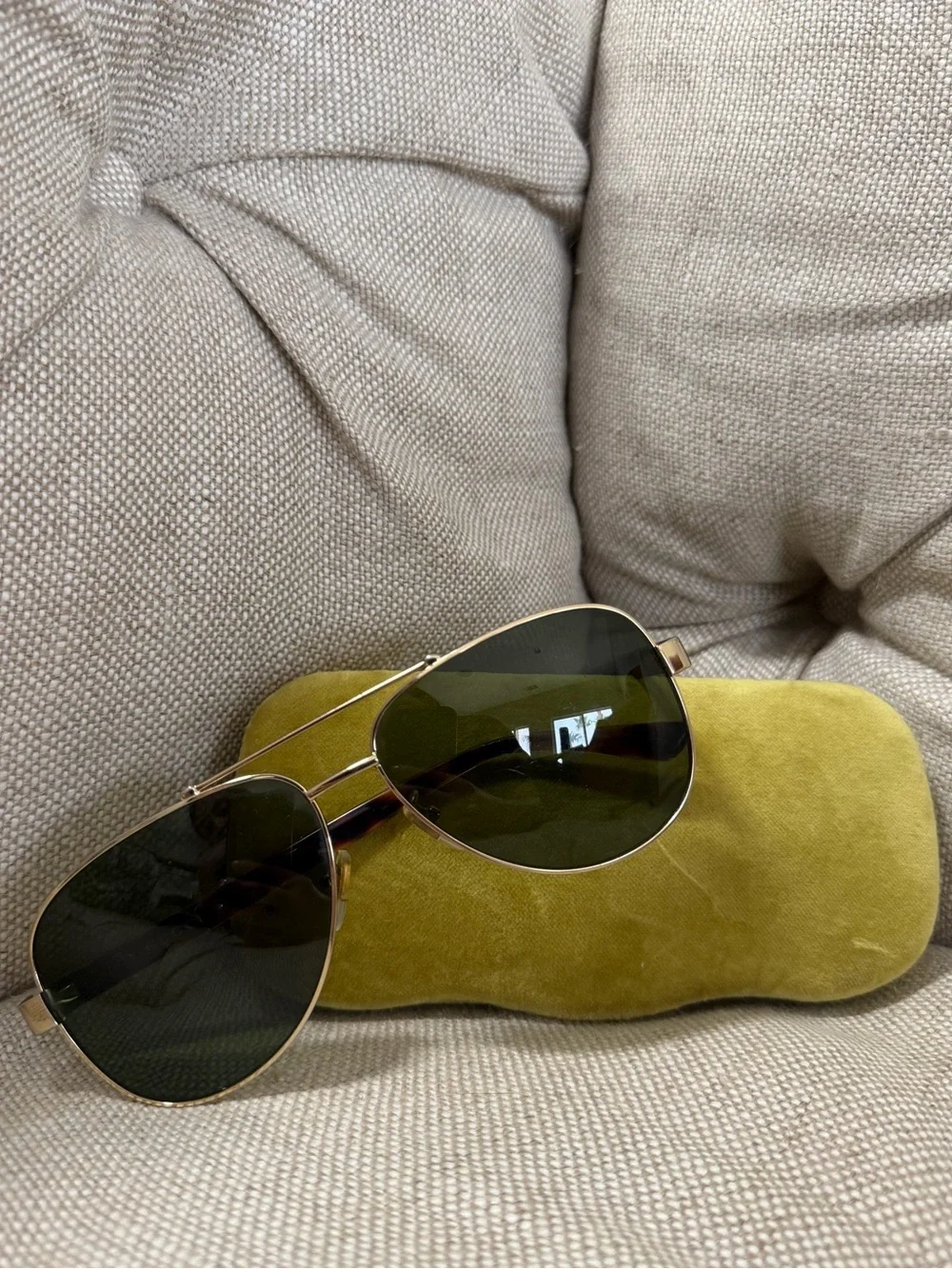 🐍Authentic GUCCI Green Havana Tortoise Pilot Aviator Sunglasses GG0528S